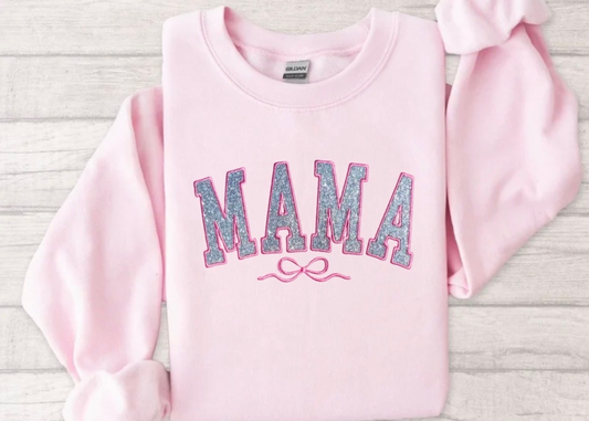 Glitter Mama Embroidered Crewneck