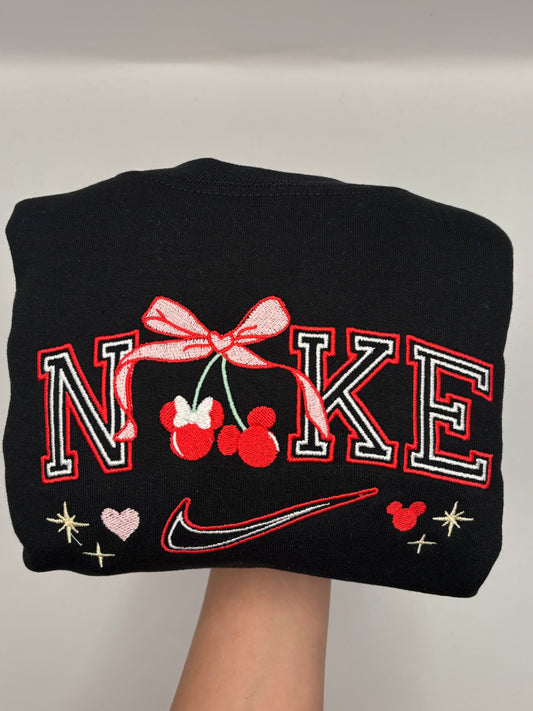 Cherry W Bows Embroidered Crewneck