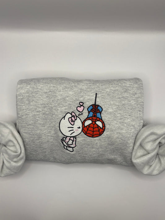 Hello Kitty Spider-Man Embroidered Crewneck