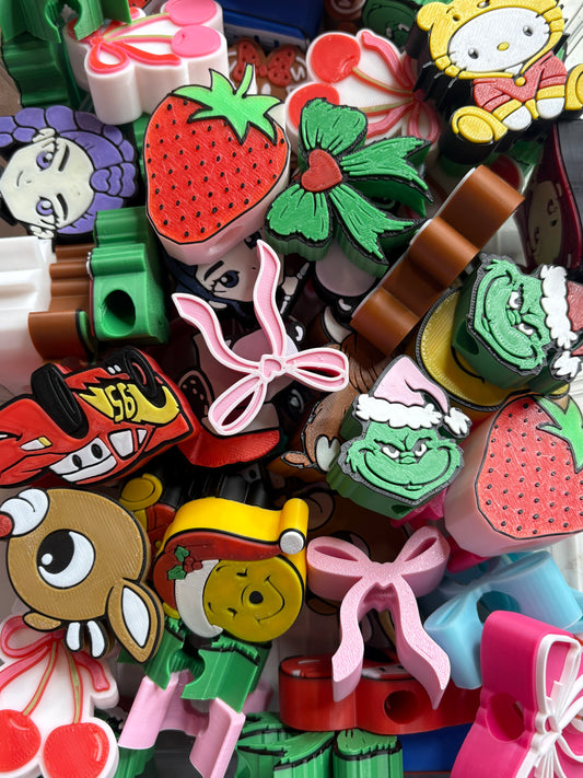 3D straw toppers (3pc)